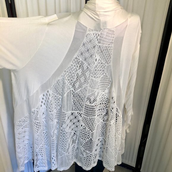 Bundle of two La Vanya Lace Cardigans in ivory & tan Sz 3XL - Picture 5 of 13